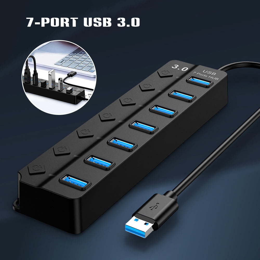 7Port USB 3.0 Hub With Independent Switch Plug & Play USB Port