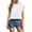 *White, variant on Women's Round Neck Double Layered Lotus Leaf Sleeve , Loose Casual Tee T-Shirt Black,Womens Plus XXL