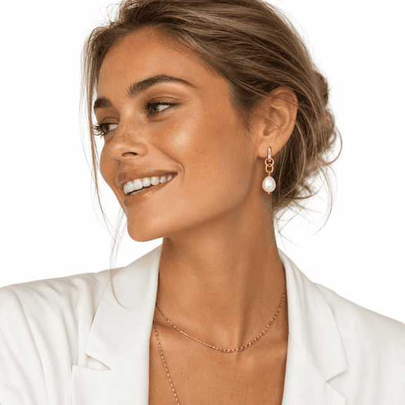 Women’s Gold Knot Faux Pearl Drop Earrings – Elegant Irregular Simulated Pearl Dangle Earrings for Everyday Wear, Weddings & Parties high-end jewelry