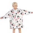 thumbnail image 3 of White Cow Geometric Pattern Blanket Hoodies for Kids 6-13YR Oversize Wearable Blanket Hoodies for Boys Girls Teens, 3 of 7