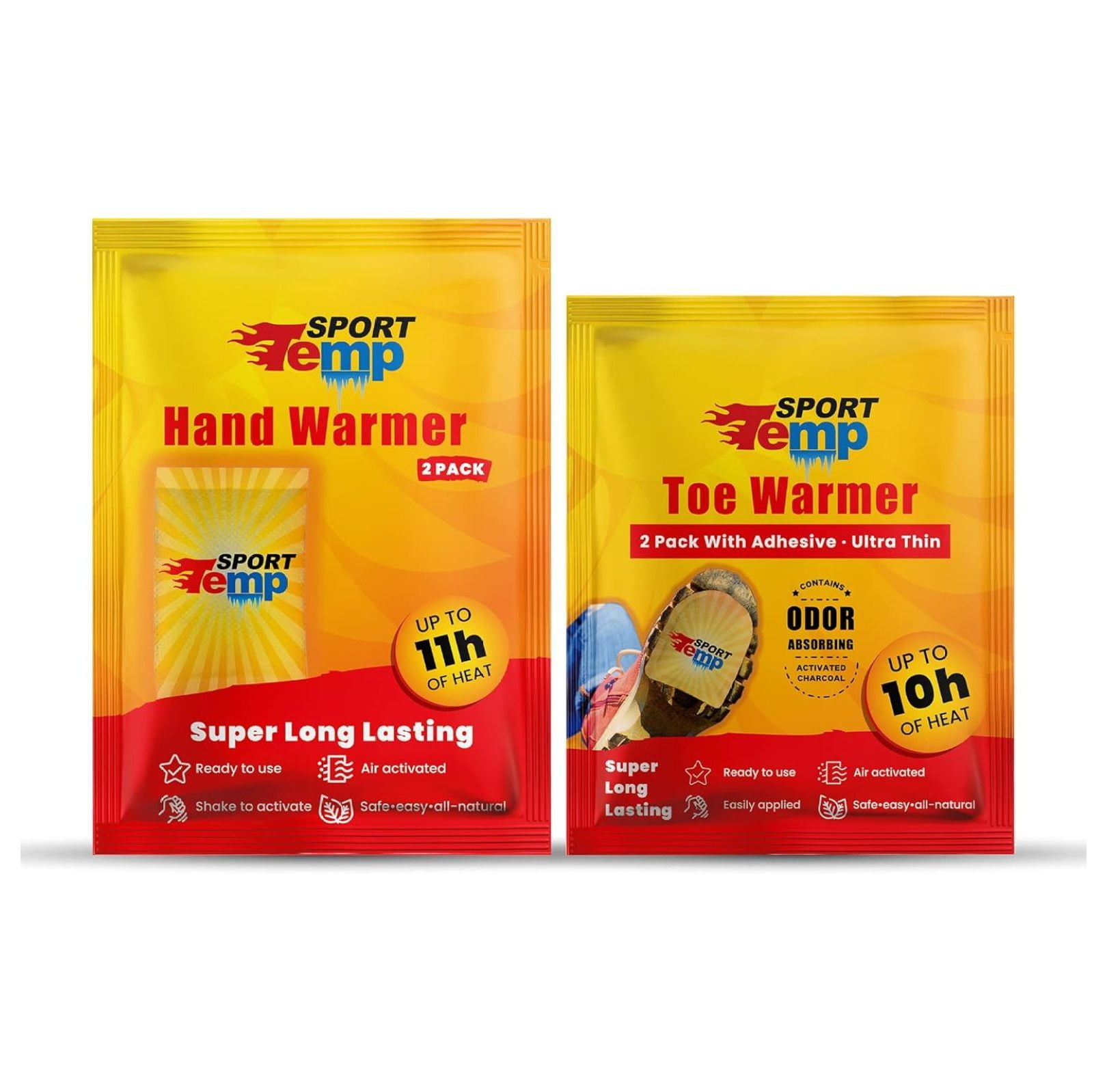 Hand & Toe Warmers - Variety Pack, 30 Pairs Hand Warmers, 10 Pairs Toe Warmers With Adhesive - Safe, Easy, All Natural - Air Activated, Body, Hands & Toes -Odorless Hot Hand & Toe Warmer -