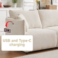 thumbnail image 3 of Multi-Module Combination Style Sofa for Living Room, Bedroom and Other Lounge Spaces, Modern Minimalist Corduroy Combination Sofa w/2 Comfort Cushions w/USB & C Charging Ports,beige,two sets 01523, 3 of 16