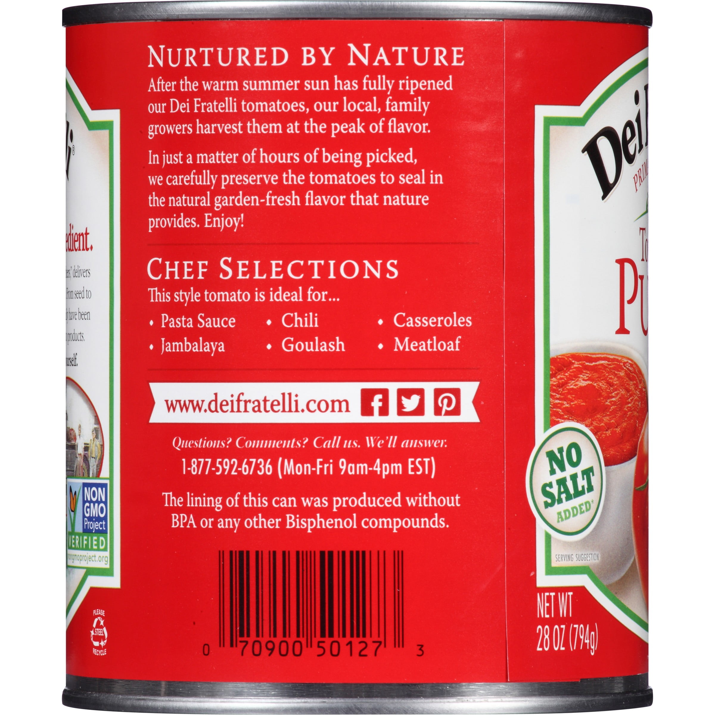 (6 pack) Hirzel Canning  & Farms Dei Fratelli  Tomato Puree, 28 oz