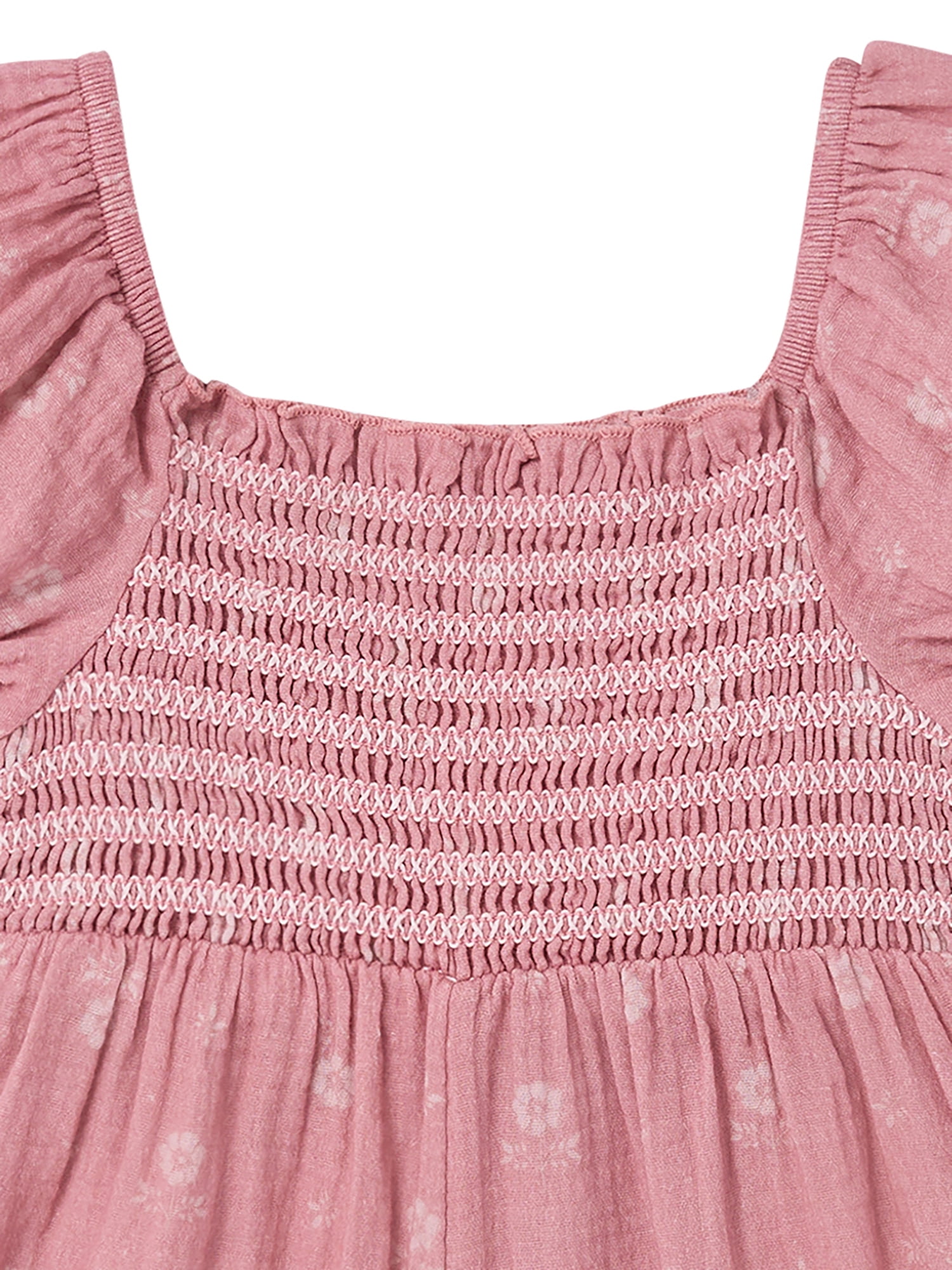 Modern Moments by Gerber Toddler Girl Smocked Romper with Ric Rac, Sizes 12 Months - 5T