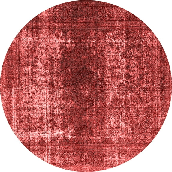 Ahgly Company Indoor Round Oriental Red Industrial Area Rugs, 7' Round