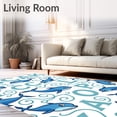 thumbnail image 2 of ODIKA 6'x9' Machine Washable Non-Slip Area Rug, Whimsical Oceanic Letter Display Surface With Adorable Fauna High Traffic Rug with Pad, Blue, 689389, 2 of 8