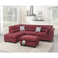 thumbnail image 2 of Modern Living Room Reversible Sectional Sofa L Shaped Couch Tufted Nickel Stud Arm Ottoman w Storage Red Color Velvet Fabric, 2 of 7