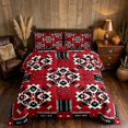 thumbnail image 2 of Manfei Aztec Tribal Full Size Comforter Sets, Geometric Diamond Bedding Comforter Set, Red Black Cream, Black Reversible 3 Pieces, 1 Comforter and 2 Pillowcases, 2 of 6