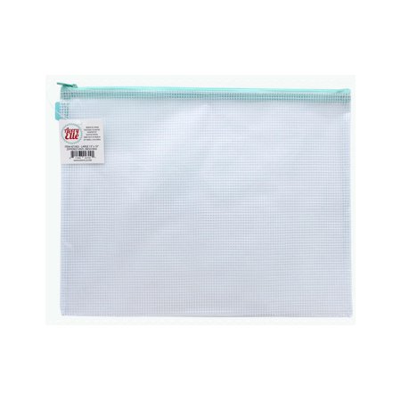 UPC: 0811568027091 | Avery Elle Zippered Vinyl Mesh Pouch-Aqua-Large