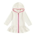 thumbnail image 5 of snilers Toddler Girl Long Sleeve Swimsuit Vacation Beach Dress Cute Swim Cover Ups Ruffle Bathing Suit Kids Swimwear Pool Clothes Size 2-10 Years, 5 of 5