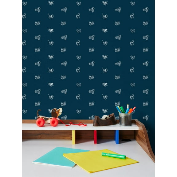 Pull Toys Removable Vinyl Wallpaper By Fisher-Price - Indigo