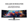 thumbnail image 4 of ZZA 49" Curved Gaming Monitor | 5120x1440 Dual QHD, 165Hz, 1500R, 32:9 Ultra-Wide, AMD FreeSync, 120% sRGB, Height Adjustable, HDMI 2.1 & DisplayPort 1.4, VESA Mount, Black, 4 of 10