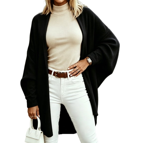 Open Front Batwing Sleeve Long Cardigan Loose Sweaters