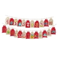 thumbnail image 4 of 24 bolsas de calendario de Adviento navideñas con pinzas de madera, ideales para decoración del hogar. Regalo con cordón ajustable. rojo y lino, 4 of 9