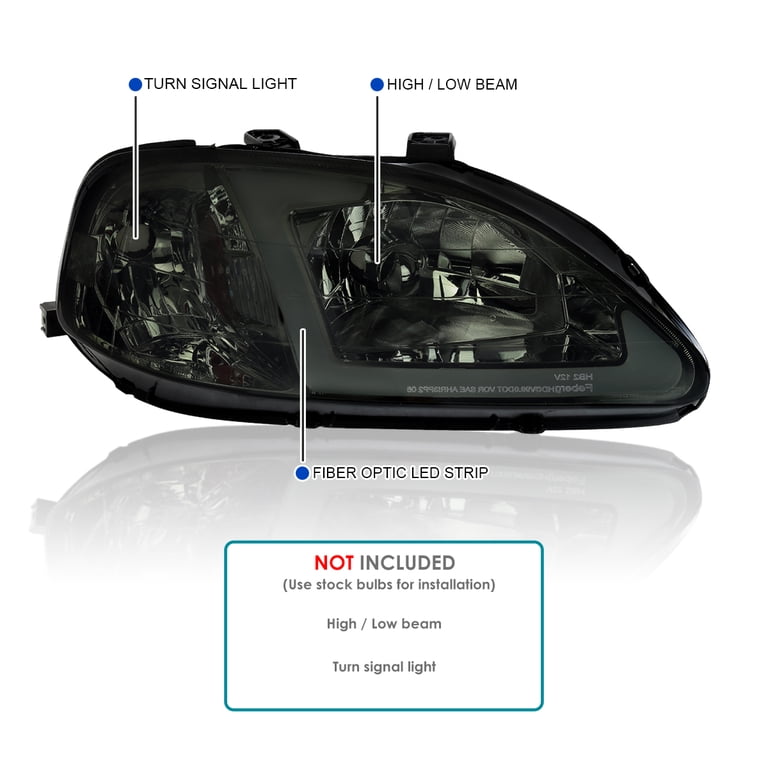 DEPO Honda Civic EK S21 EK99 Head Lamp Headlight Crystal Smoke Black DEPO Honda Civic EK S21 EK99 Head Lamp Headlight Crystal Smoke Black