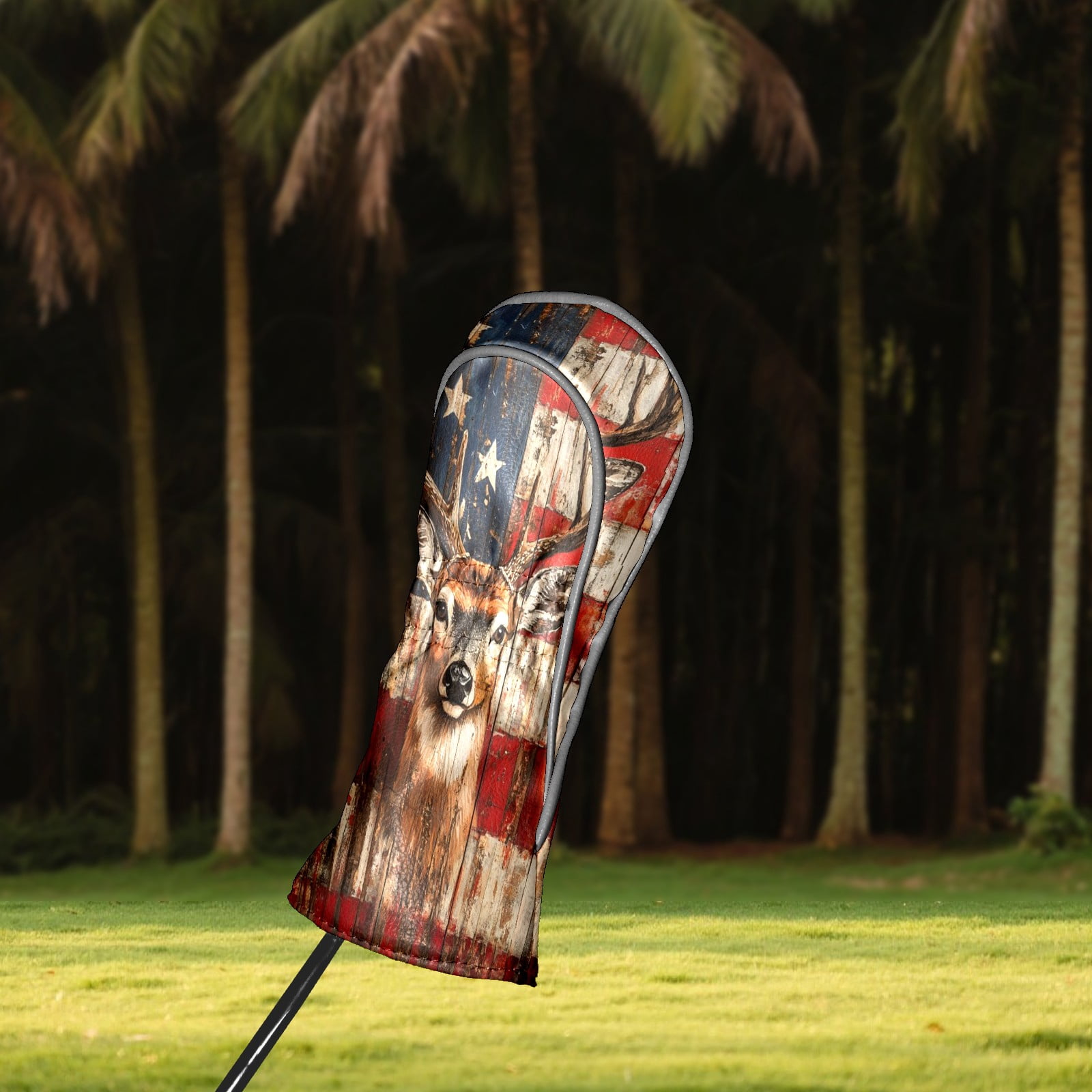 Golf Club Covers PU Leather Waterproof Head Covers for Fairway Woods Hybrids Texture Animals Unisex Fits Most Brands