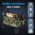 thumbnail image 5 of Sekey 300L Foldable Wagon Cart with 330lbs Weight Capacity, Heavy Duty Folding Collapsible Wagon with Big All-Terrain Beach Wheels & Drink Holders for Outdoor (Khaki), 5 of 7