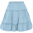 thumbnail image 6 of Women's High Waisted Mini Skirt Tiered Eyelet Lace Ruffle Hem A-Line Flared Skirt Lightweight Breathable Boho Style Summer Beach Skirt for Party Club Daily Wear, 6 of 6