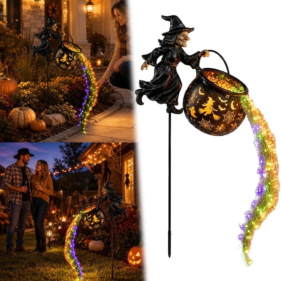 Halloween Decorations Witch Cauldron Garden Light Solar Powered Outdoor Decorations With Led Glow Witch Yard For Garden Patio And Fall Party Decoration Garden Lamps