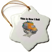 3dRose This Is How I Roll Garbage Truck Garbageman Design - Snowflake Ornament, 3-inch