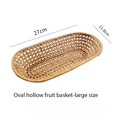 thumbnail image 3 of Easy To Clean Oval Rattan Fruit Tray Fruit And Vegetable Cutlery Toiletries Cleaning Supplies Storage Basket Party Events Holiday Decorations Beige 18 * 9.6 cm+27 * 11.8 cm 2PCS, 3 of 9