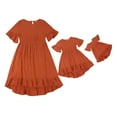 thumbnail image 2 of Robe Assortie Maman et Fille Robe Femme Bébé Fille Sans Manches à Volants Manches Courtes Robe Longue Irrégulière Vêtements de Famille, 2 of 7