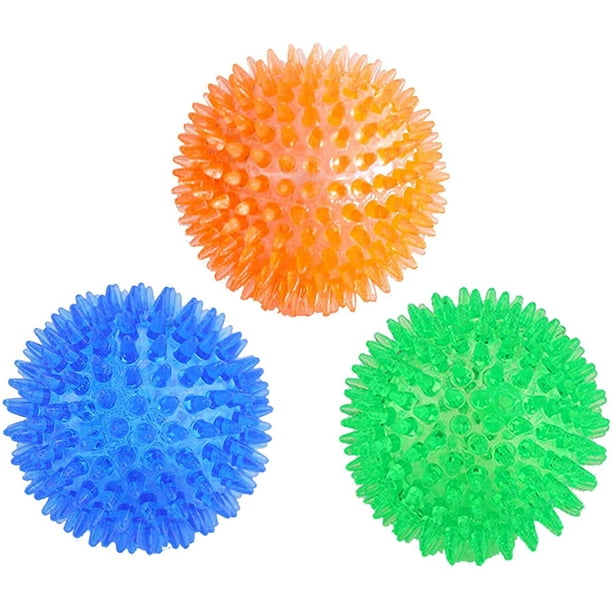 3/6 PCS Pet Squeaky Chearing Balls, Dog Soft Stab Balls Cleaning Teeth Toys Balls, para Small Medium Large Pet Dog Cat Toys, azul/naranja/verde Xemadio WMXL-249-1