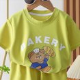 thumbnail image 6 of Little Boy Clothes Set Toddler Baby Boy Bear Bakery Print Short Sleeve T-Shirt & Solid Shorts 2-Piece Summer Outfit Toddler Boy Short Set, 6 of 6