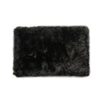 2' x 5' Black Natural Rectangular Sheepskin Area Rug