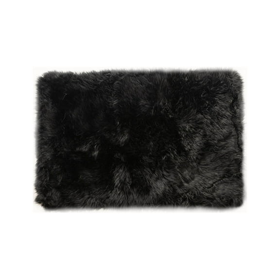 2' x 5' Black Natural Rectangular Sheepskin Area Rug
