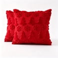 thumbnail image 4 of decorUhome Christmas Throw Pillow Covers 18x18 Pack of 2, Soft Plush Faux Wool Couch Pillow Covers, Red (Pillow Cover Only, No Inserts Included), 4 of 4