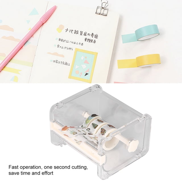 Washi Tape Dispenser Cutter Plastic Transparent Adhesive Tape Dispenser Office Desktop Washi Tape Holder with Cutter