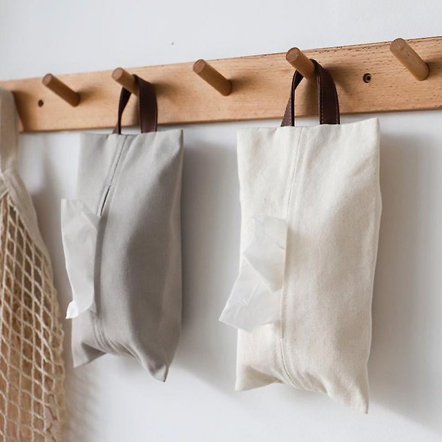 Caja de pañuelos de algodón, caja de almacenamiento de papel y rollo, estuche de pañuelos para cocina, dormitorio, baño, coche, 15*24 cm, blanco, gris