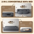thumbnail image 5 of Modern Floor Sofa Couch with 2 Pillows,Convertible Teddy Fabric Foam-Filled Sleeper Sofa Couch with  Folding Mattress for Living Room,Guest Bed,Playroom,Apartment no assembly required, Dark Grey, 5 of 9