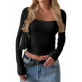thumbnail image 3 of Women Long Sleeve T Shirts Scoop Neck Slim Fit Going Out Tops Basic Tee, 3 of 8