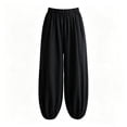 thumbnail image 6 of CheerKidz Harem Lantern Pants, High Waist Wide Leg, Drawstring Elastic Waist Pockets, Cuffed Cropped Joggers for Summer (Black, 2XL)., 6 of 7