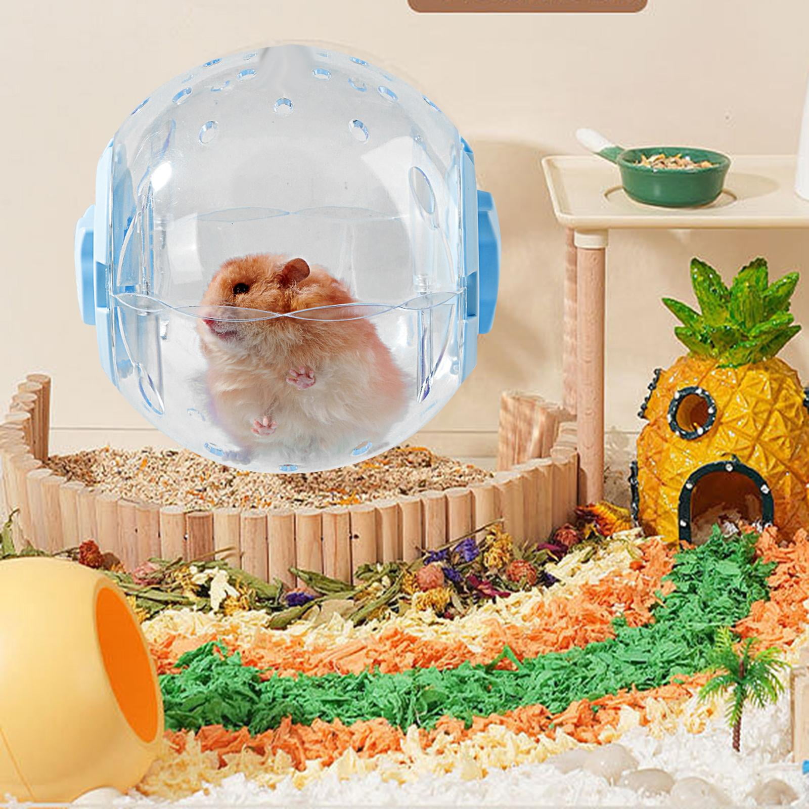 7inch Hamster Wheel Jogging Ball Multiple Vent Holes Versatile Cage Accessories Convenient Assemble Interactive Toy Transparent Blue