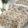 thumbnail image 3 of Ambesonne Botanical Fitted & Flat Sheet with Shams 4 Pcs Set, Summer Vintage Aster Art, Full, Cinnamon and Pale Khaki, 3 of 5