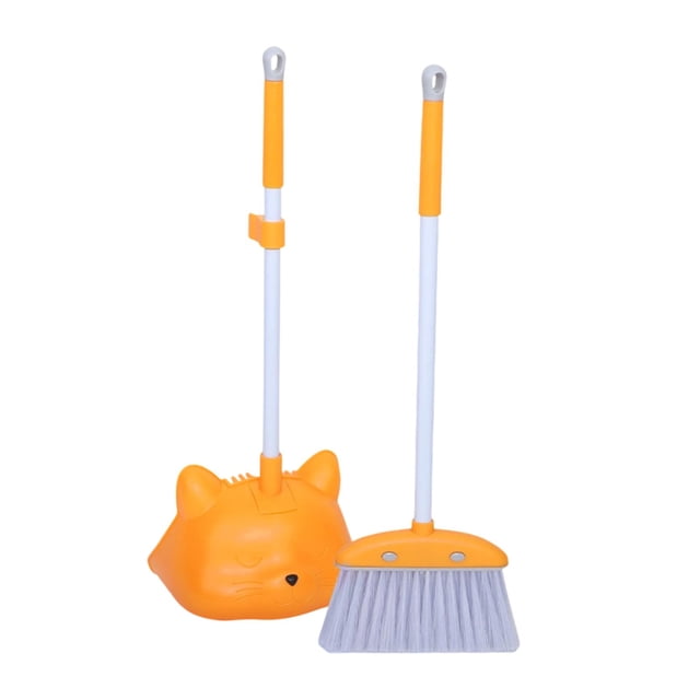 Juego de Escoba Y Recogedor para Niños Set de Limpieza Infantil Juguete de Imitación Ayudante en El Hogar con Cerdas Gruesas Fabricado en PET PP