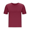 thumbnail image 3 of Yghzkop Womens V Neck Short Sleeve Tops Summer Slim Moisture-Wicking T Shirts Quick-Dry Tee Shirt Curved Hem Plain Top Breathable Beach Activewear, 3 of 5
