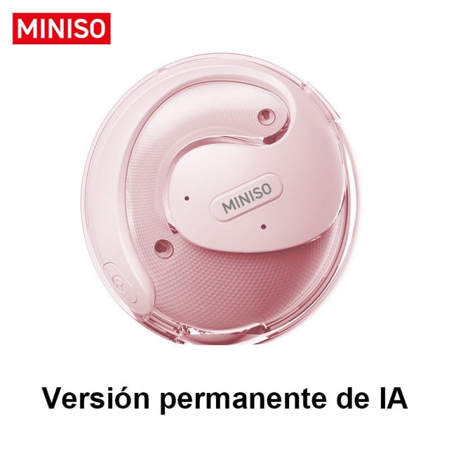 MINISO X15 Audífonos Inalámbricos Abiertos con Traductor AI en Tiempo Real, Bluetooth 5.4, Más de 130 Idiomas (App Requerida), IPX5 Resistentes al Agua, Rosa