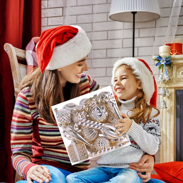 Puntoco Bola de Navidad Colgante para árbol de Navidad Juego de decoración navideña Adornos navideños Accesorios para árbol de Navidad Caja de regalo
