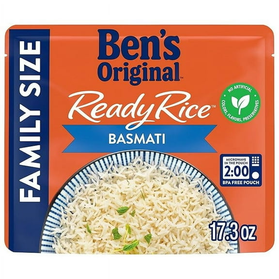(1 pack) BEN'S ORIGINAL Ready Rice Basmati Family Size, Easy Dinner Side, 17.3 oz Pouch
