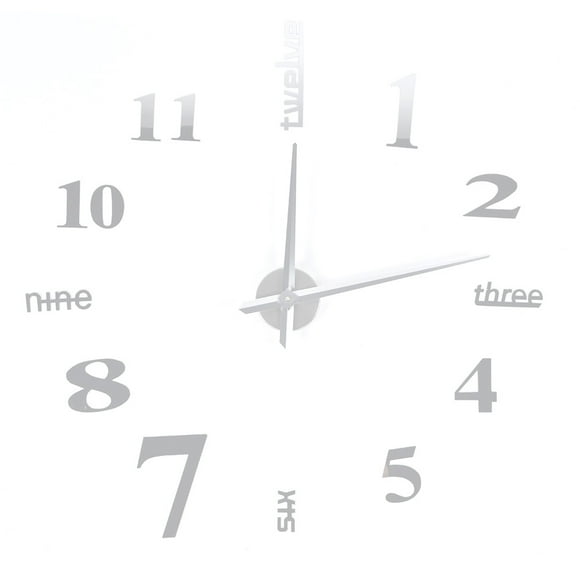 Wall Sticker Digital Clock Stickers Wall Clock DIY 3D Decorative Wall Clock for Home Sliver