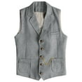 thumbnail image 2 of BVOFAR Men's Tweed Suit Vest Herringbone Wool Blend Waistcoats Retro Button Up V Neck Vests Wedding Groomsman Waistcoat Silver XXL, 2 of 7