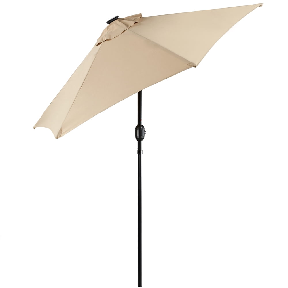 Renwick 7.5ft Patio Market Umbrella with 6 Ribs & 18 LED Solar Lights, Tan