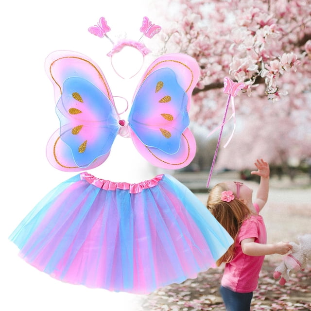Conjunto de disfraz de mariposa para niñas bebés Ropa de princesa con ala Varita y diadema para grandes Princesa Soledad vestido elegante de grils