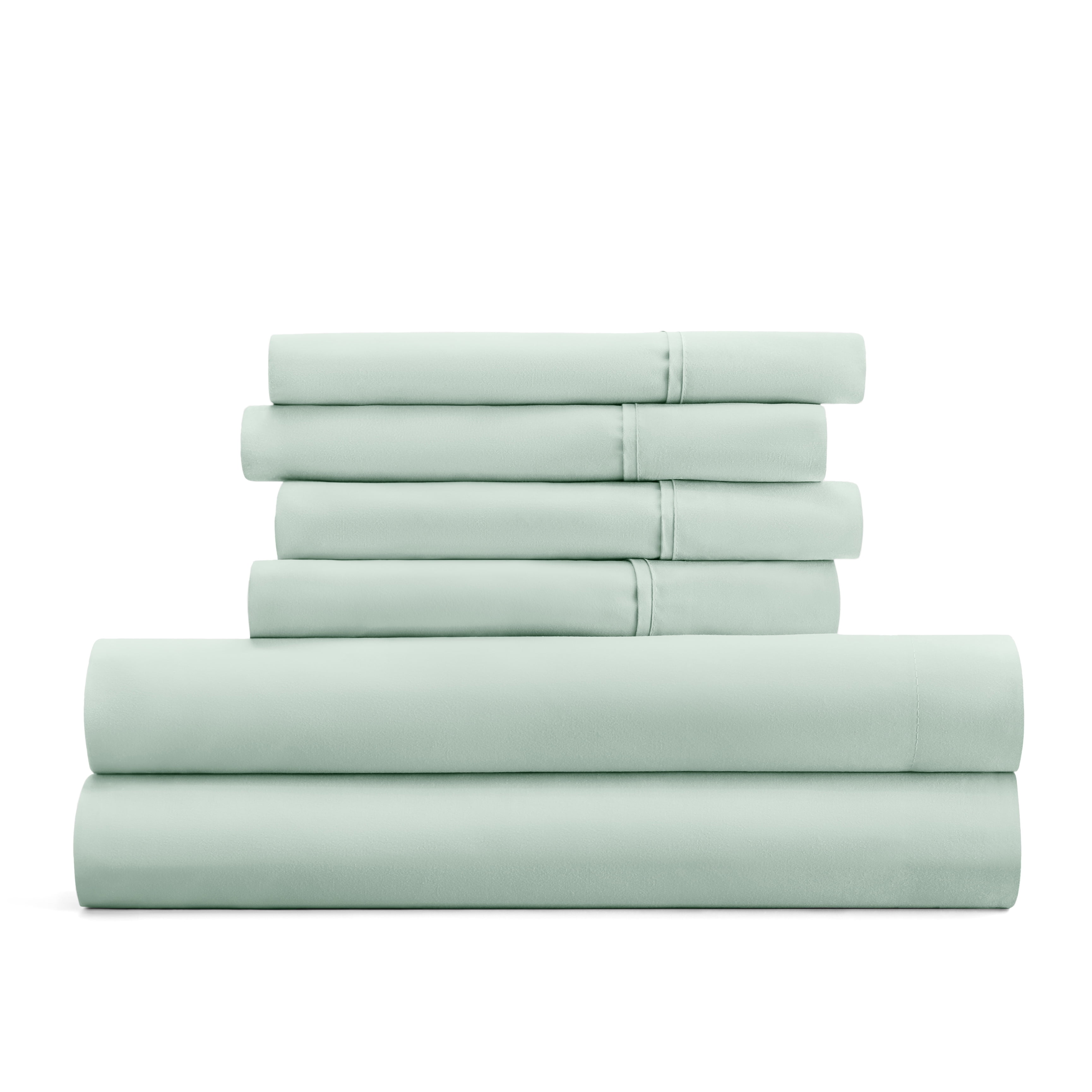 Full, Mint Solid Microfiber 6 Piece Bed Sheet Set, by Noble Linens