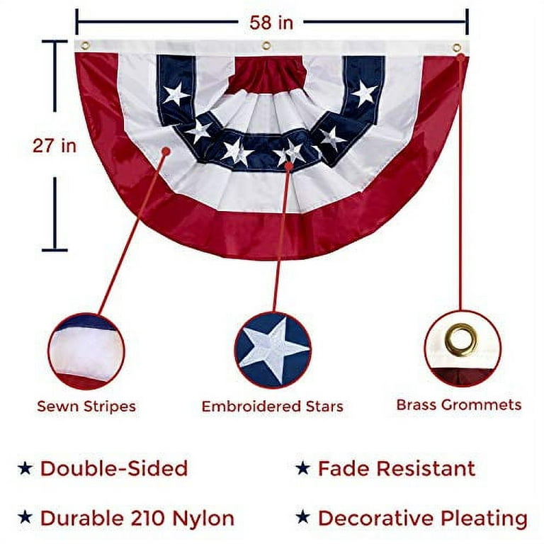 ANLEY 3 ft. x 6 ft. USA Pleated Half Fan Flag Bunting Patriotic
