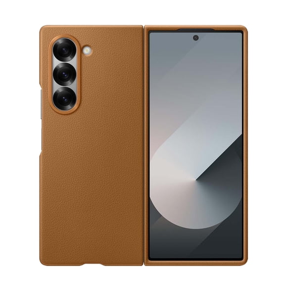Sresrrw for Samsung Galaxy Z Fold 6 Leather Case, Protective Cover with Soft Inner Lining Slim Leather Phone Cover for Galaxy Z Fold 6 5G 7.6" - Brown